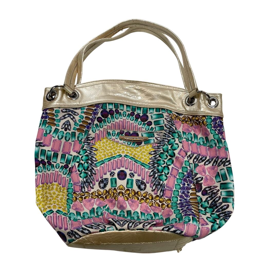Kathy Van Zeeland Pop Rock Star Shopper Bag Gold Multi Jewel Tote Large Women